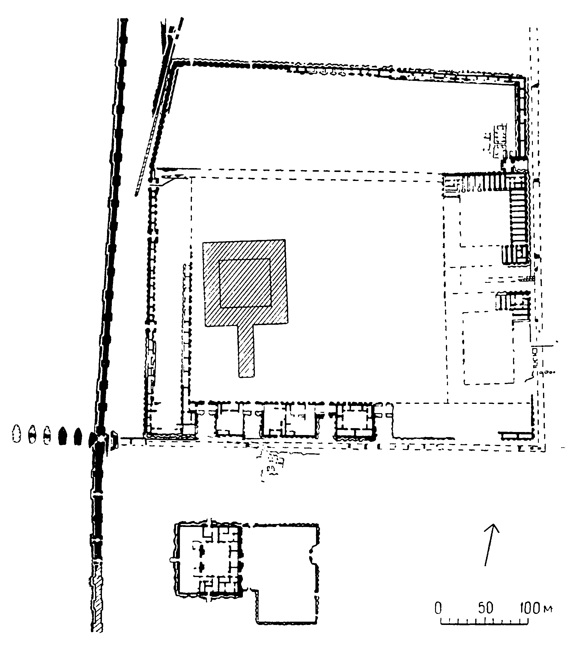 28. Вавилон. Священный участок храма Мардука, VII—VI вв. до н. э. Общий вид (реконструкция) и план