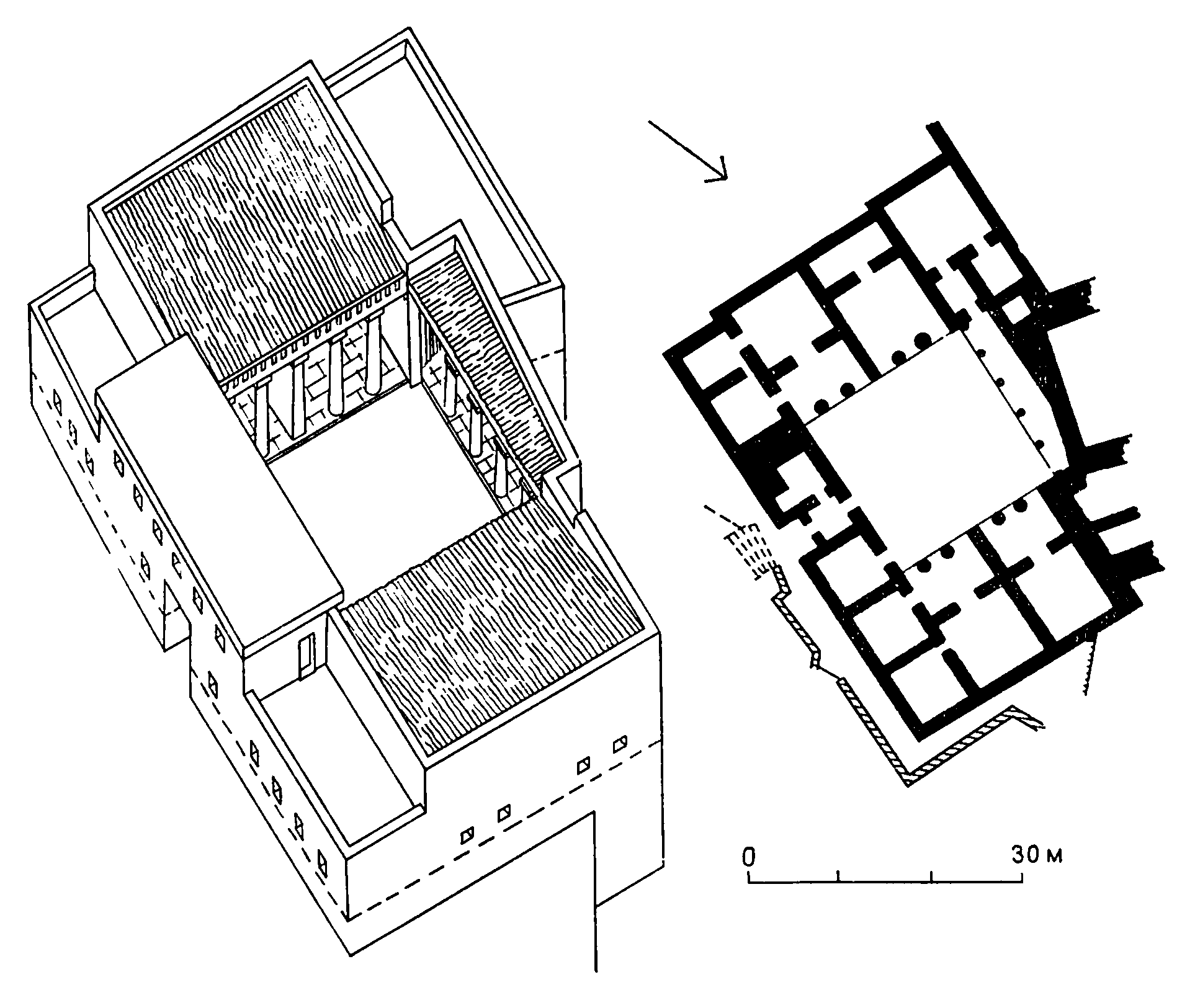 18. Лариса. Дворец, около 350 г. до н. э. Пример формирования жилища перистильного типа