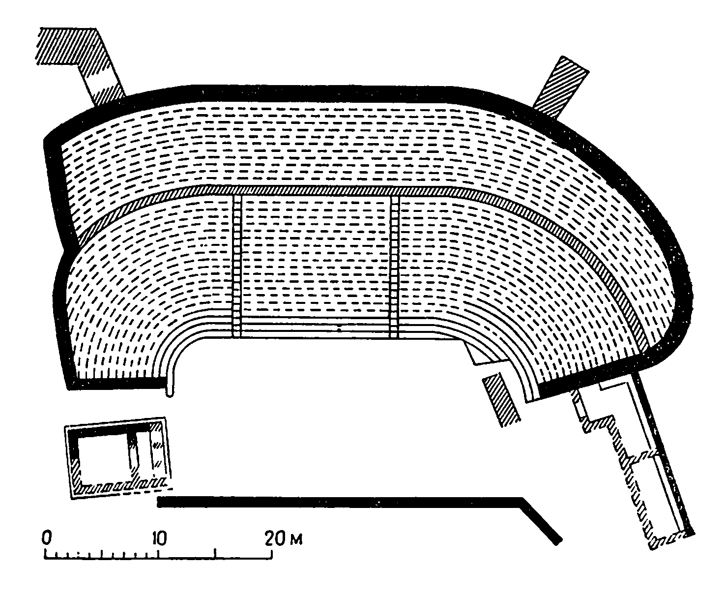1. Театр в Форике, около 400 г. до н. э. (?). План