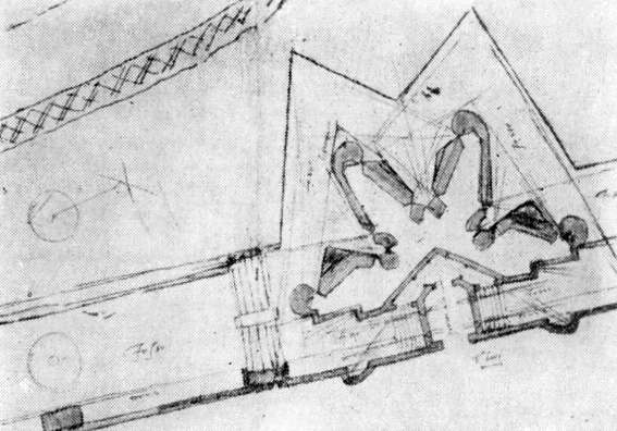 23. Флоренция. План бастиона, 1529 г. Рисунок Микеланджело