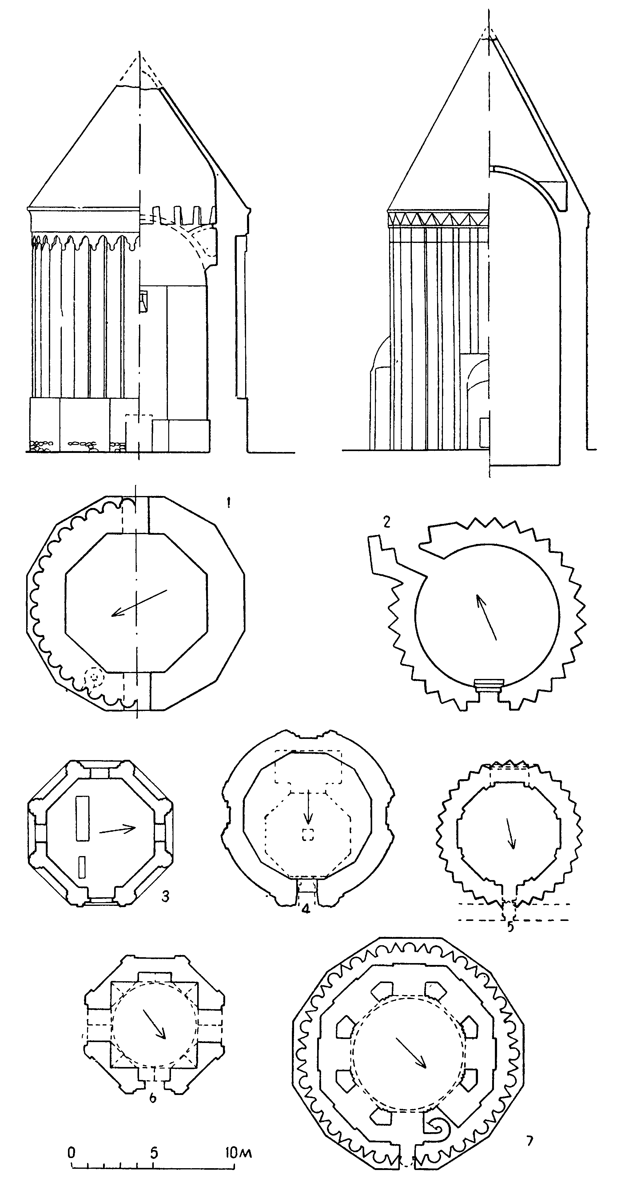 Башенные мавзолеи XIII—XIV вв. Планы