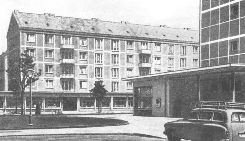 Дрезден. Крупнопанельные жилые дома на Боргсбергштрассе. 1956—1959 гг. Архит. В. Хенш