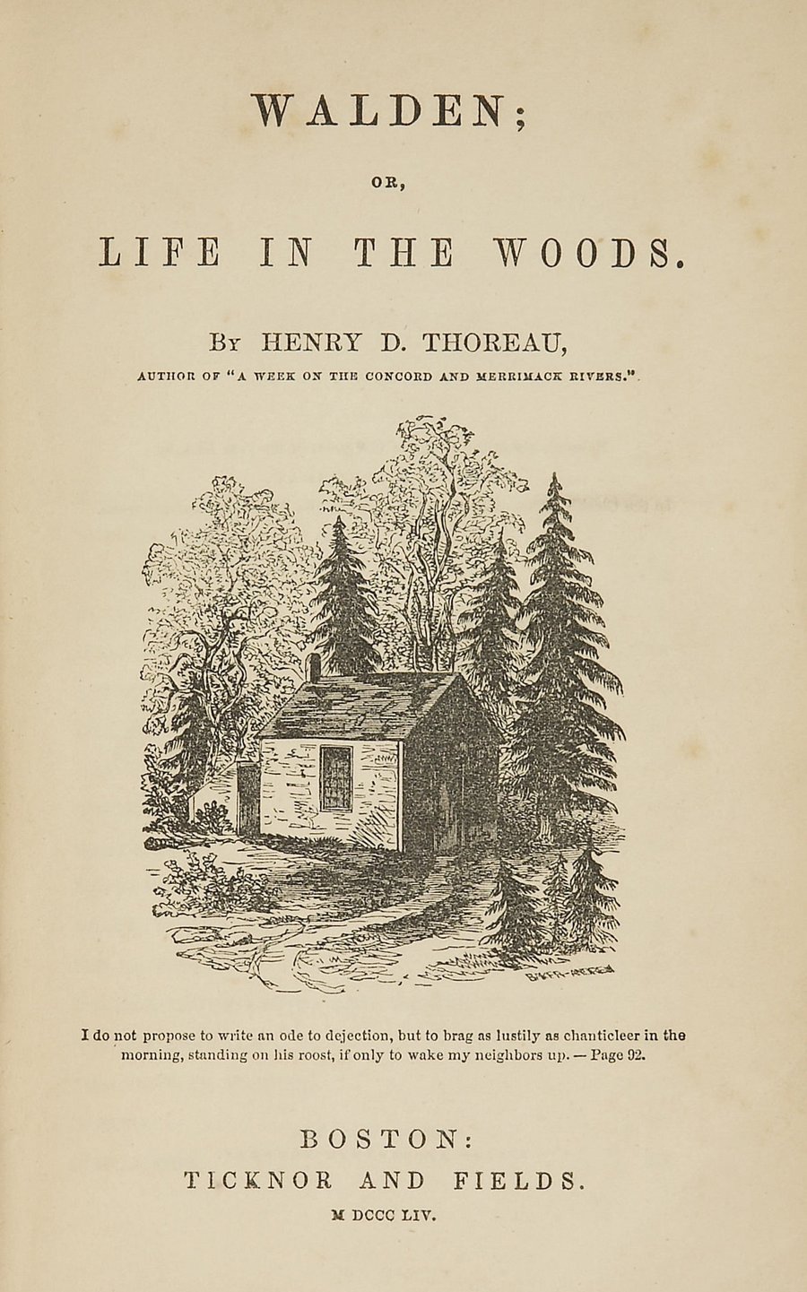 Титульный лист первого издания книги «Уолден, или Жизнь в лесу» (Walden; or, Life in the Woods)