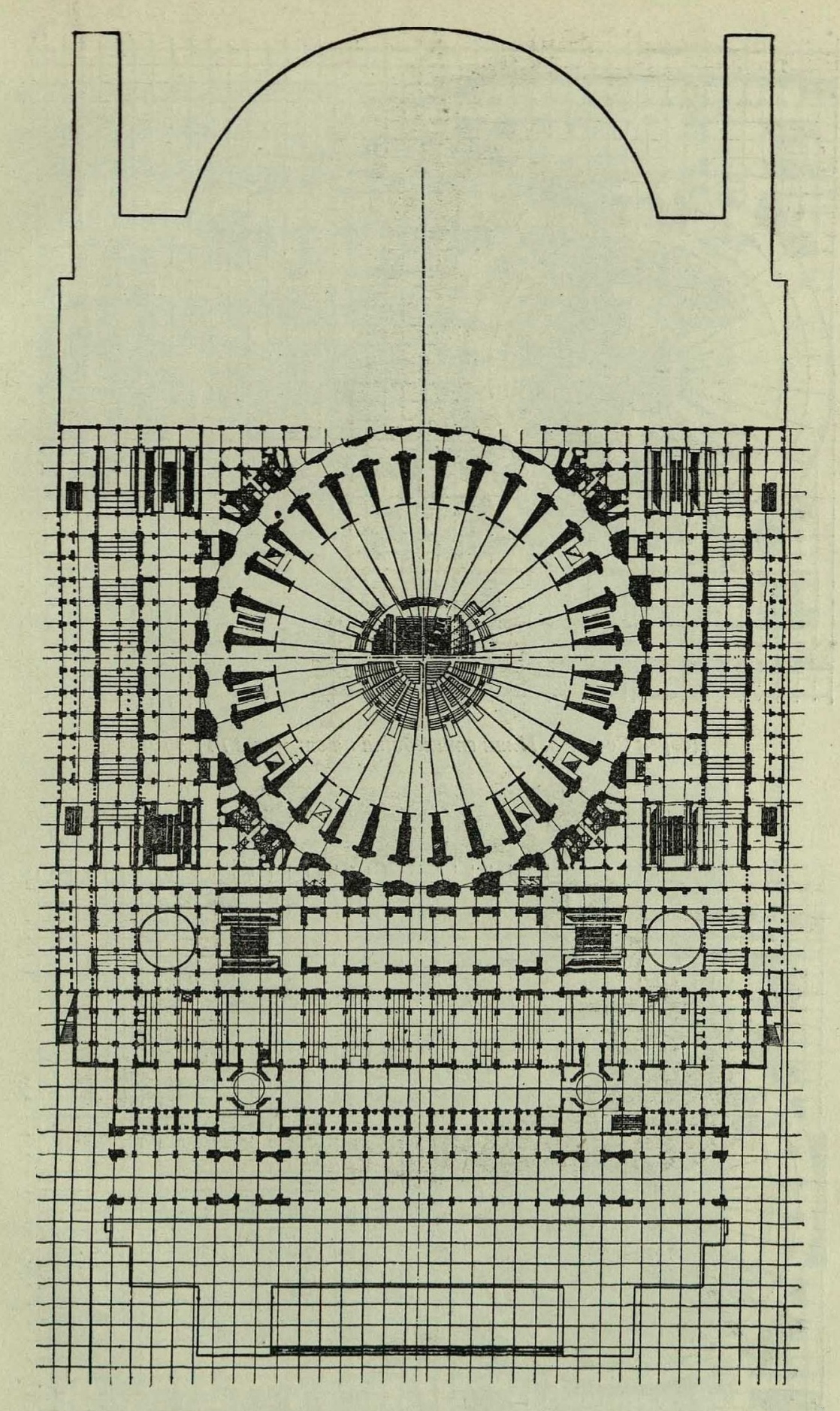 Дворец Советов. План стилобата на отметке 135,50 м