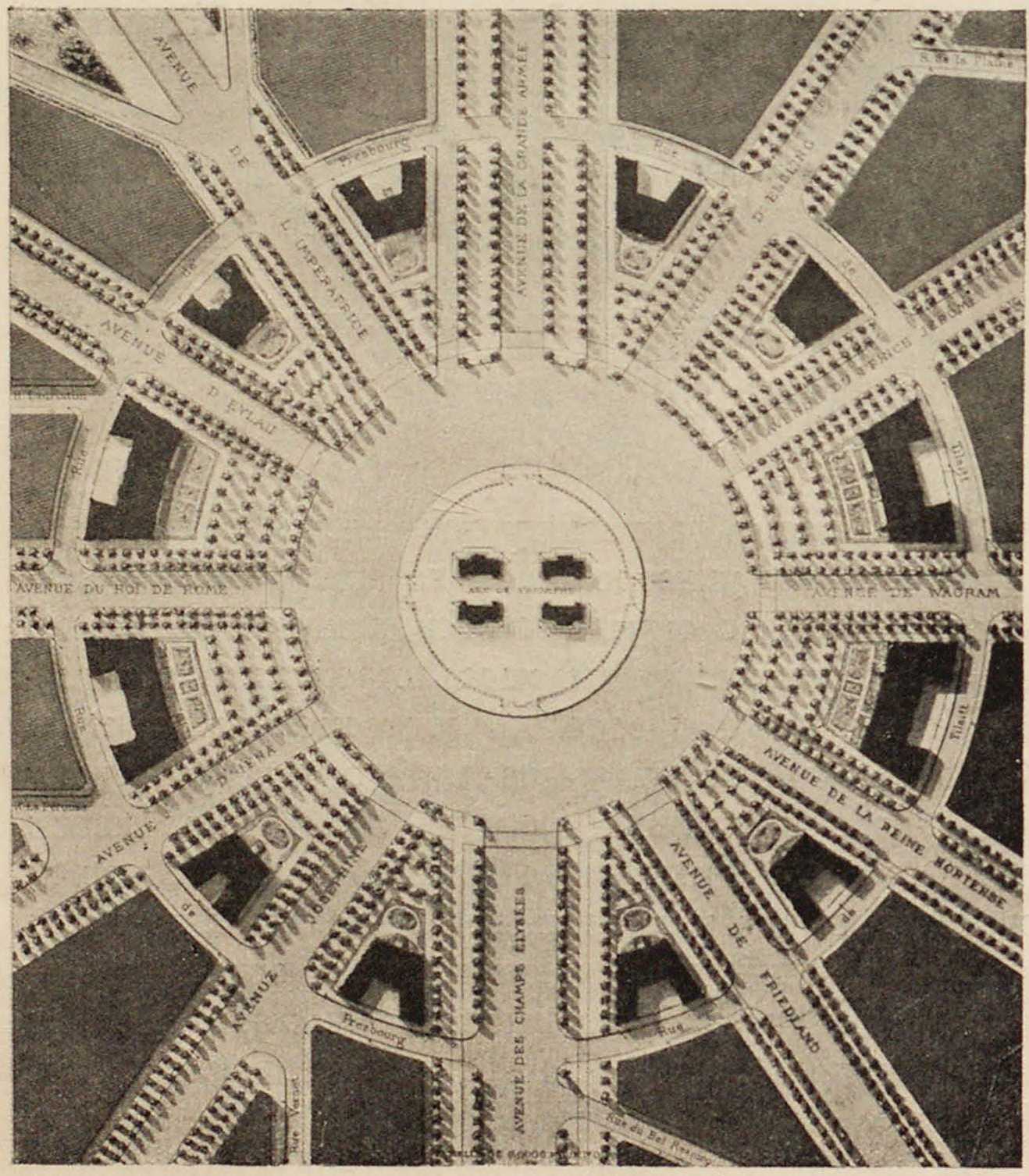 Планировка площади Звезды в период работ Оссмана. La place de l’Étoile, plan d’aménagement (travaux d’Haussmann)