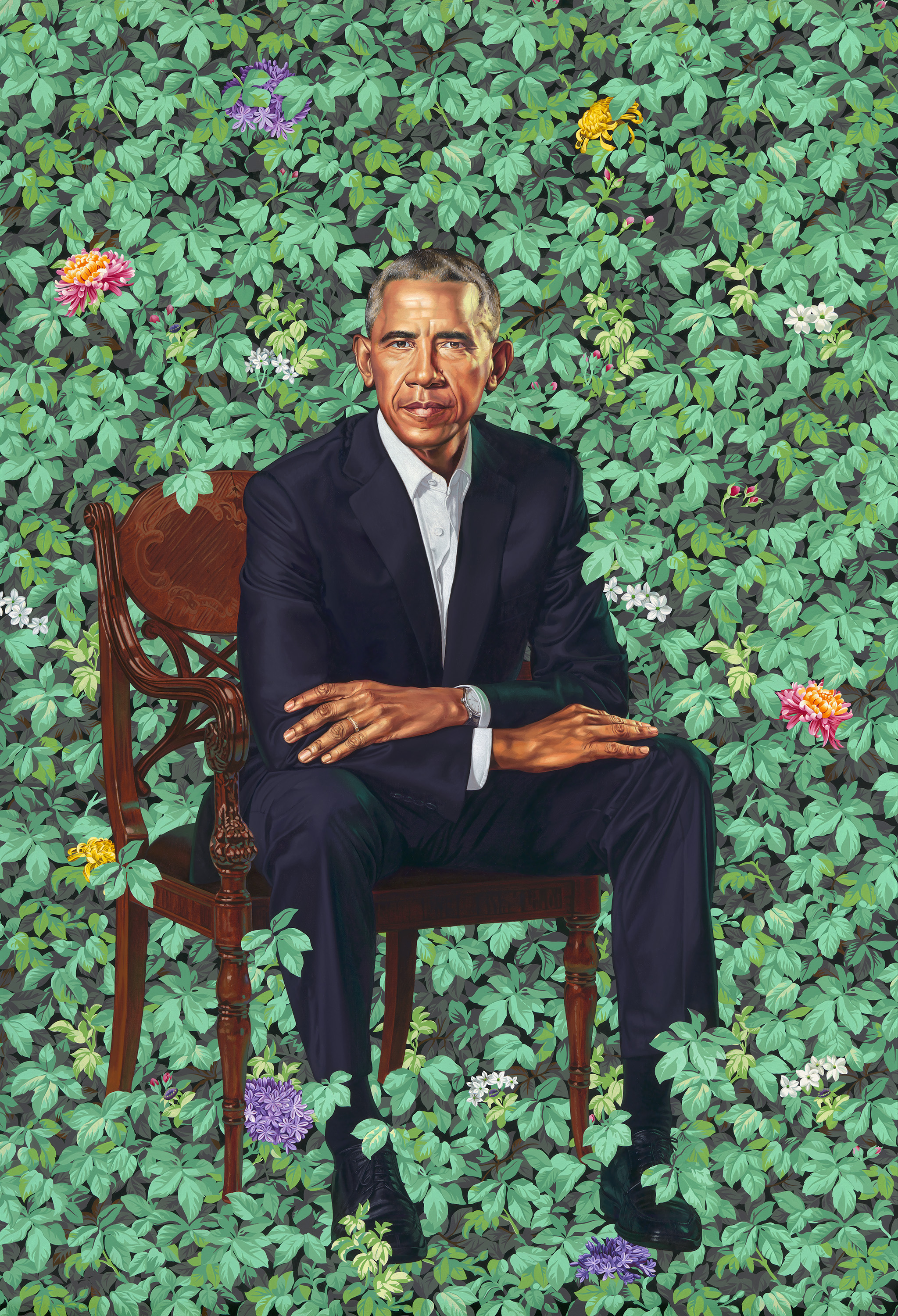 Официальный портрет 44-го президента США Барака Обамы. Художник: Кьянде Уайли. Холст, масло. 2018