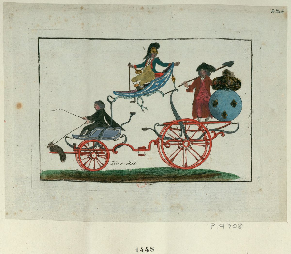 Карикатура, изображающая три сословия как части кареты (1789)