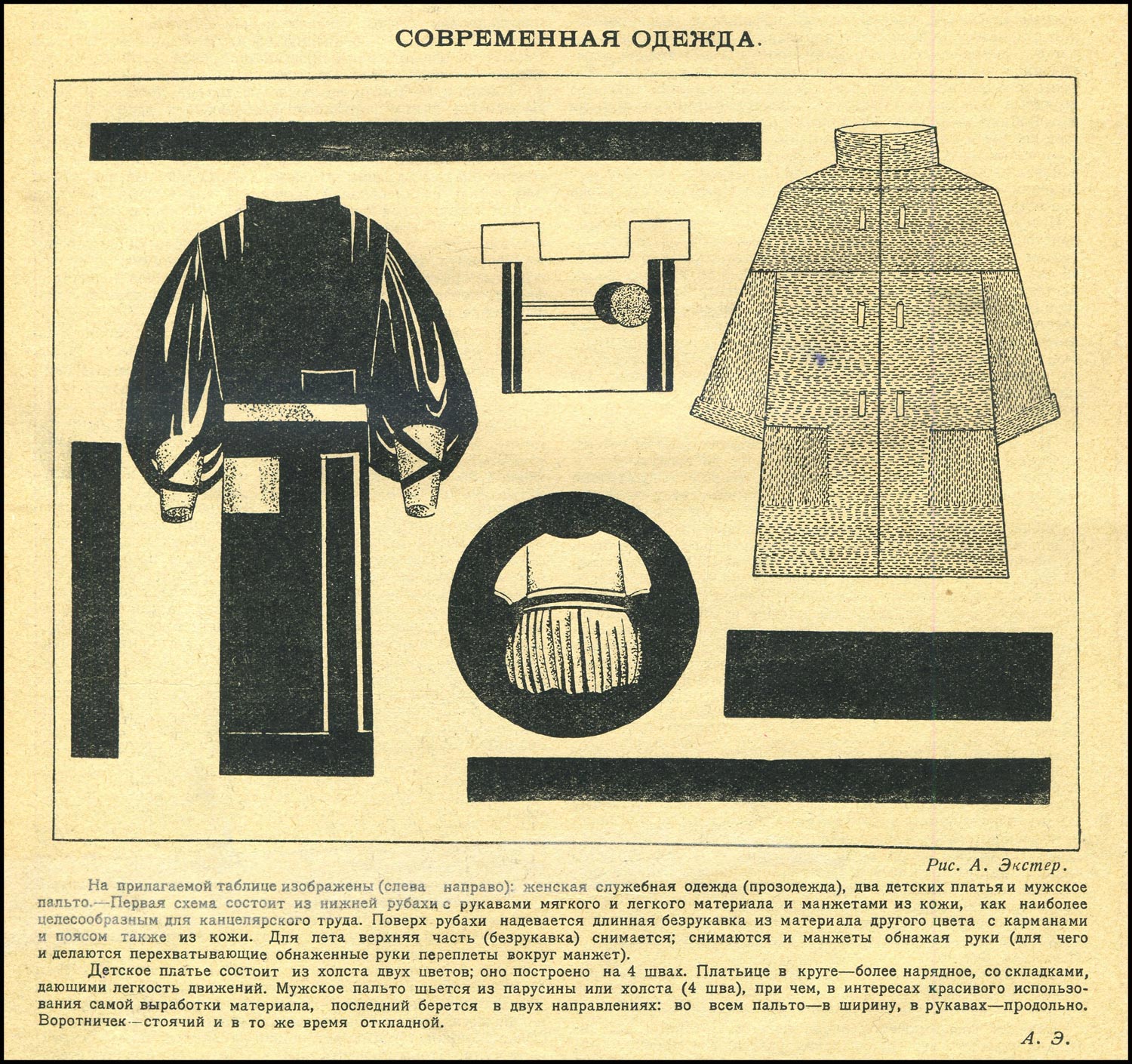 А. Экстер. Модель женского полупальто-куртки. 1923 год.