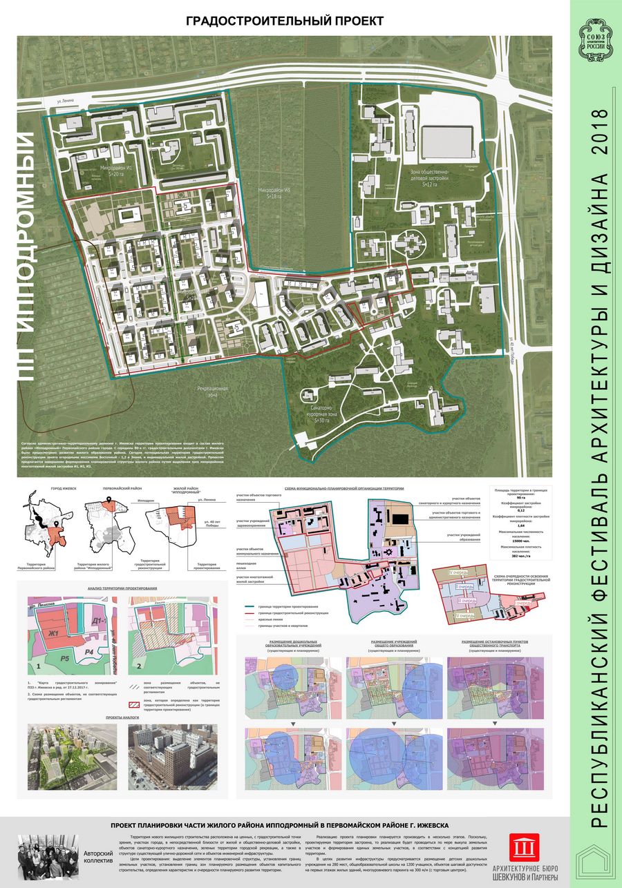 Номинация «Градостроительный проект». Диплом І степени Архитектурное бюро «Шевкунов и партнеры» Проект планировки части жилого района «Ипподромный» в Первомайском районе г. Ижевска