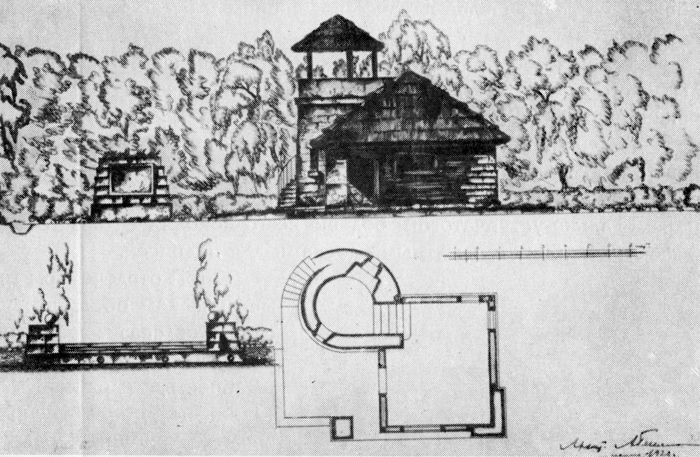 Эскизный проект памятника в виде шалаша-музея