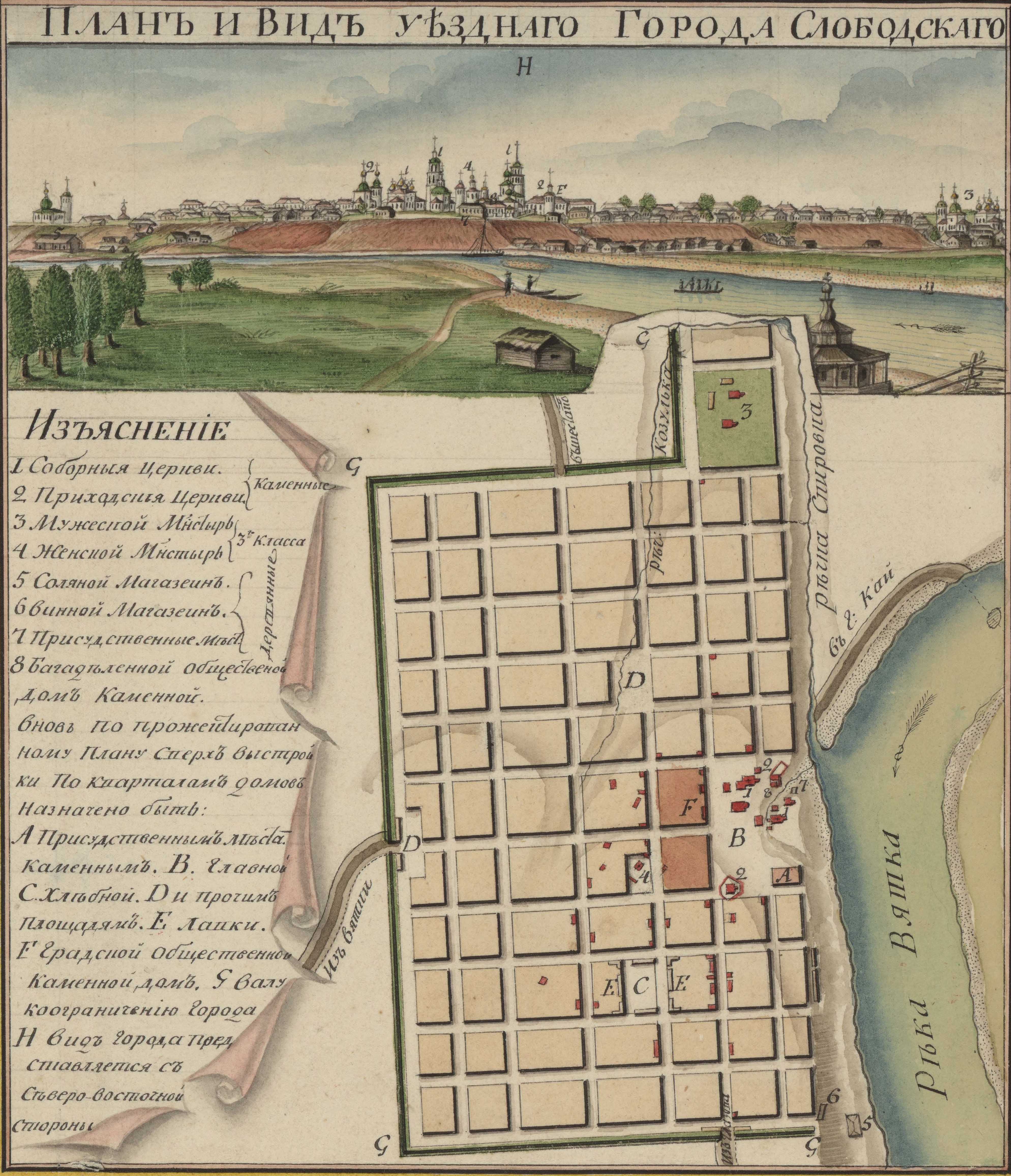 План и вид уездного города Слободского