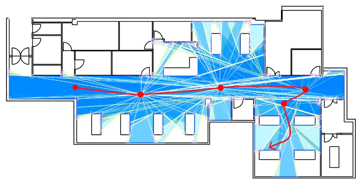 Isovist paths diagram showing the viewsheds in a ward. © Rosica Pachilova