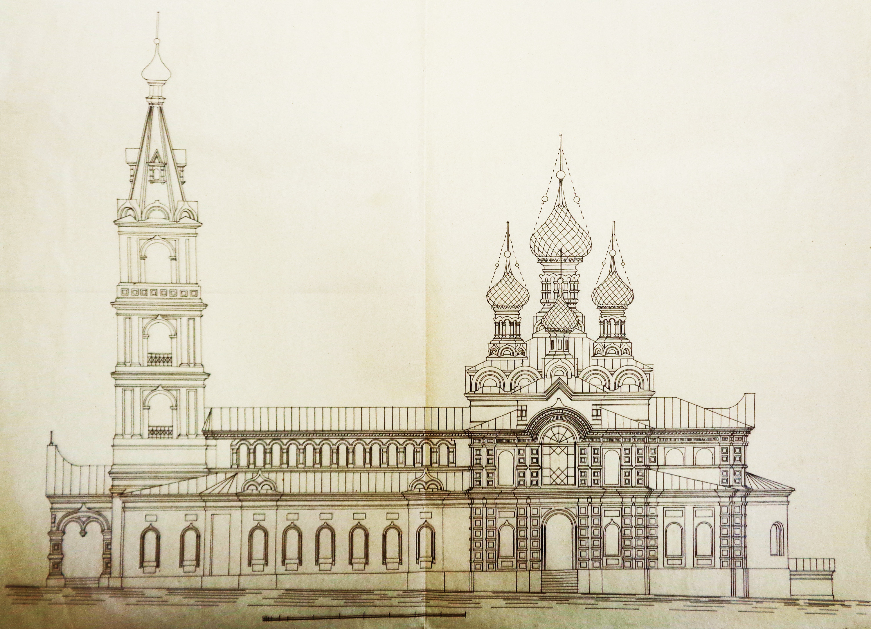 Рис. 5. Проект расширения кафедрального собора в Сарапуле. Автор И. А. Чарушин. 1896 г.