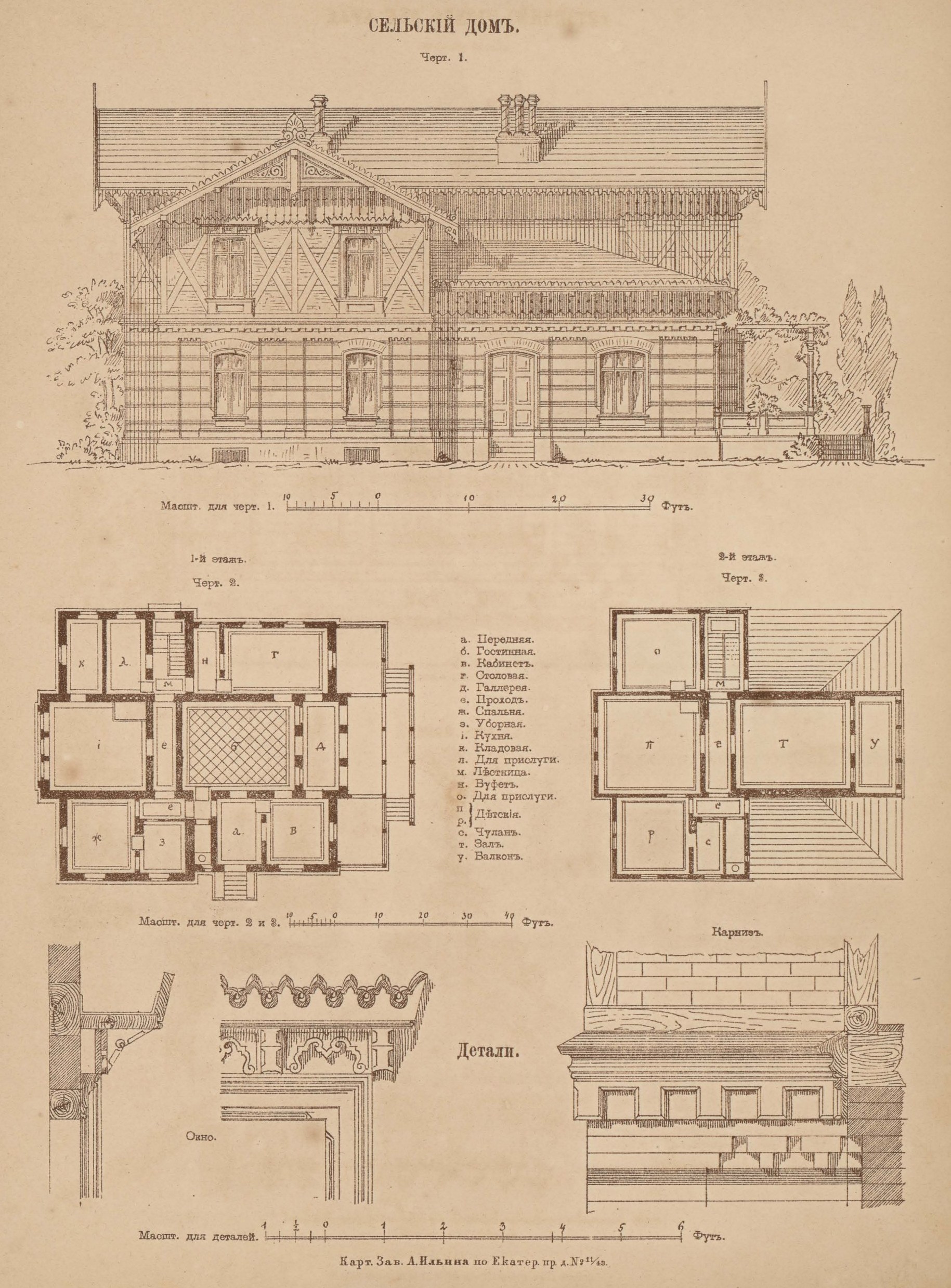 Проект дореволюционного сельского дома 1880 г.