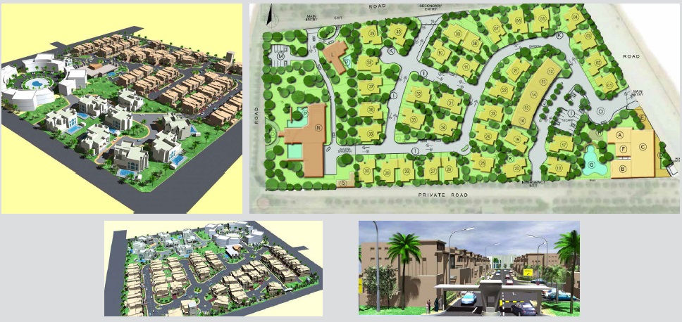  Слева: жилой комплекс Аль-Рашидия, Бахрейн. Генеральный план второго этапа проектирования для существующего охраняемого жилого комплекса. Справа: жилой комплекс Аль-Джасра, Бахрейн. Генеральный план для охраняемого жилого комплекса в г. Аль-Джасра, Бахрейн
