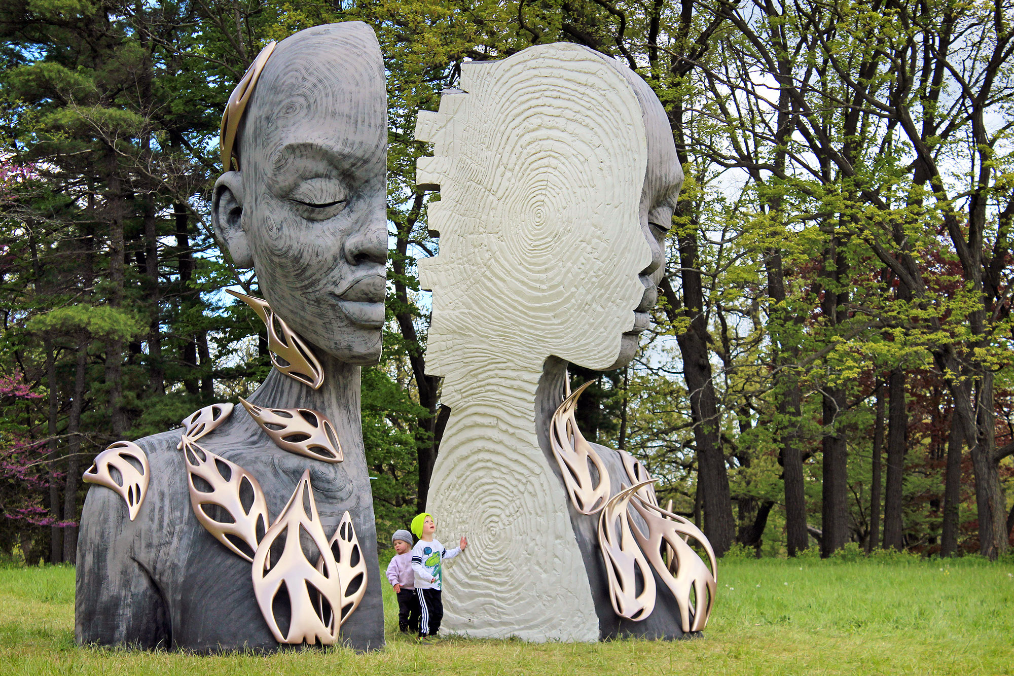 Скульптура Дэниела Поппера «Сердцевина» ("heartwood") в Дендрарии Мортона. Высота 4,7 метров. 2021 год. Источник изображения: The Morton Arboretum