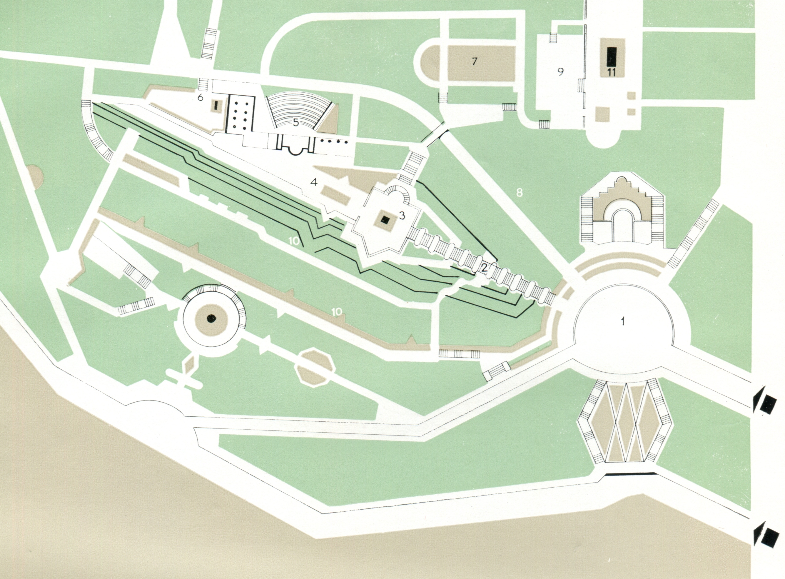Нагорный парк в Баку. Схематический план.