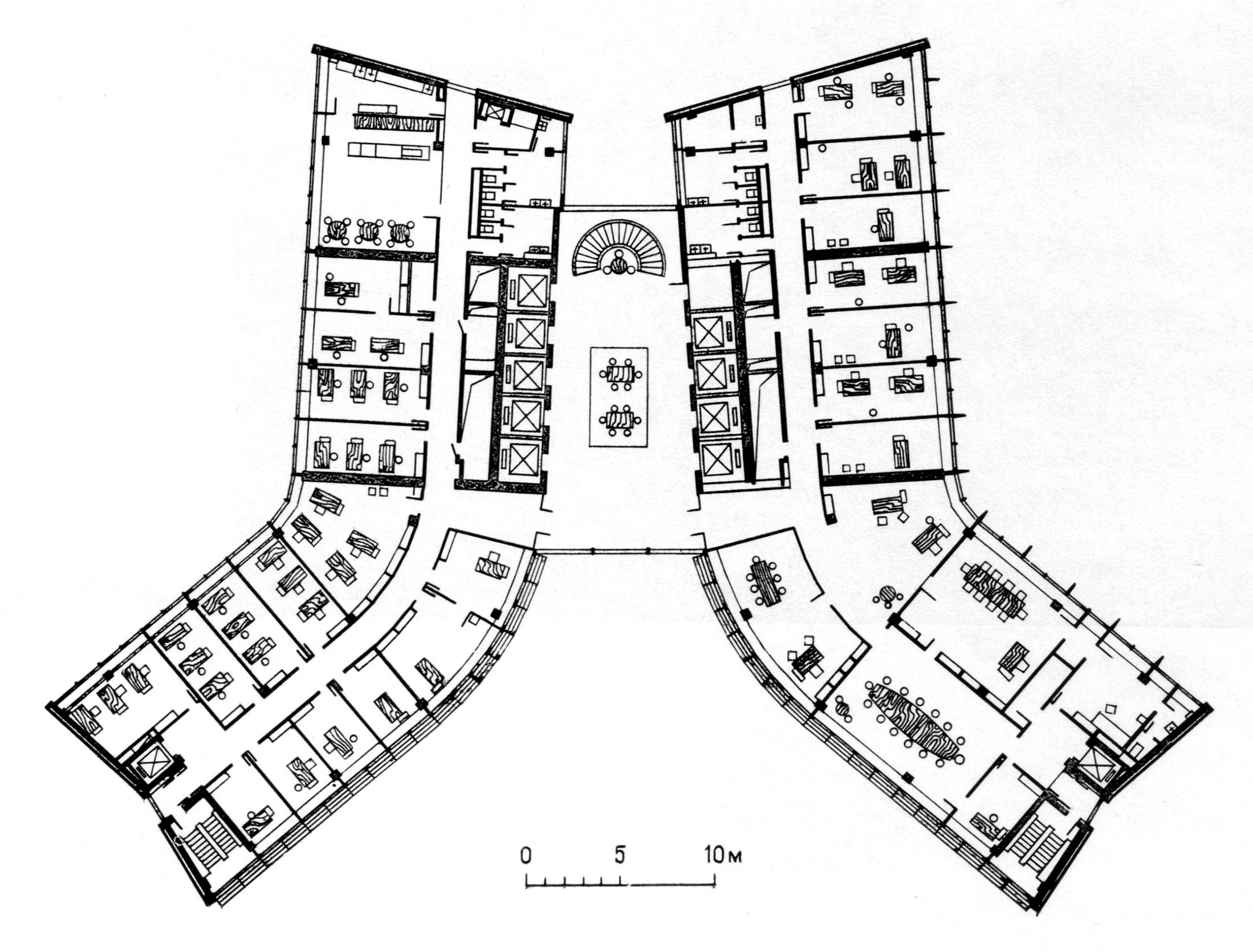 План типового и представительского этажей комплекса зданий СЭВ