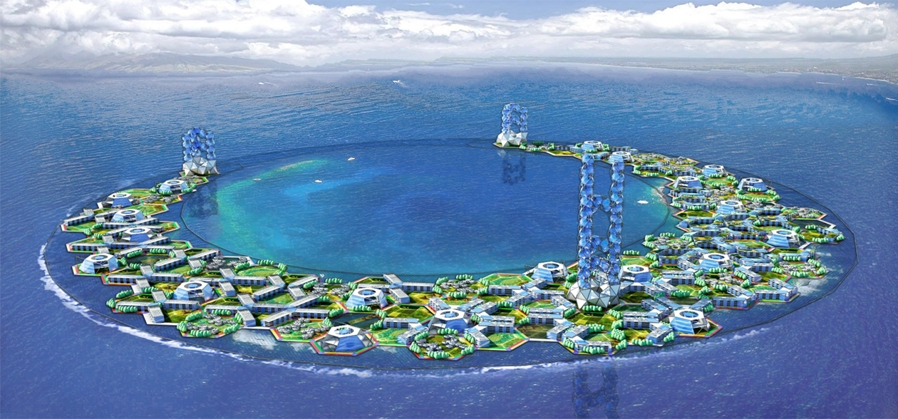 Конкурс эскизных проектов плавающих городов, 2015. 3-е место. Prismatic Module Island. Автор проекта: Matias Perez