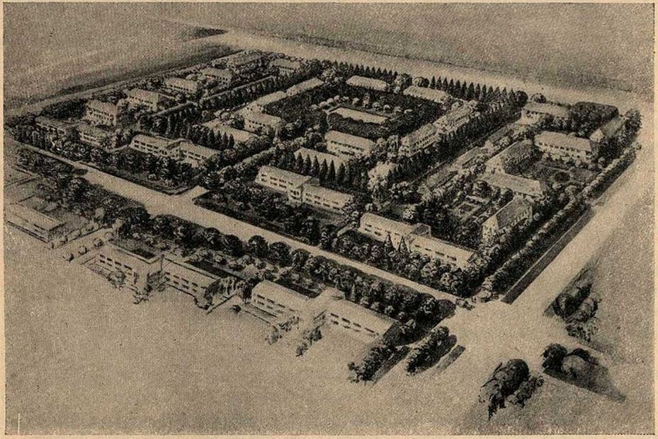 Рис. 57. Проект застройки 15-го квартала поселка у Ярославской гидростанции. Архитекторы Кратюк и Поляков