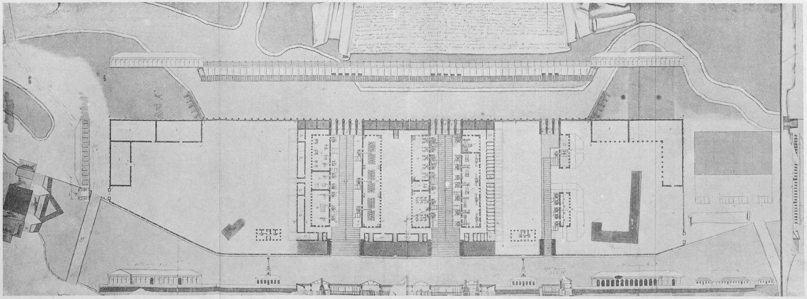 Проект Тульского оружейного завода. Планы, разрезы и фасады корпусов, плотины и пр. около 1778 г.