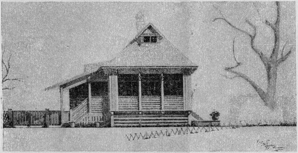Рис. 7. Фасад односемейного колхозного жилища с рублеными стеками (к рис. 5)