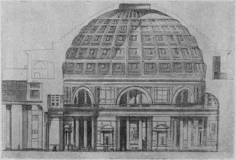 Рис. 6. Каменный сплошной купол Пантеона в Риме (115—125 гг.)