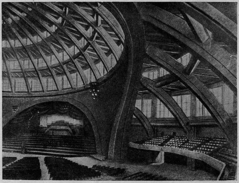 Рис. 51. Железобетонный кольце-стержневой купол юбилейного павильона в Бреславле (1912 г.)