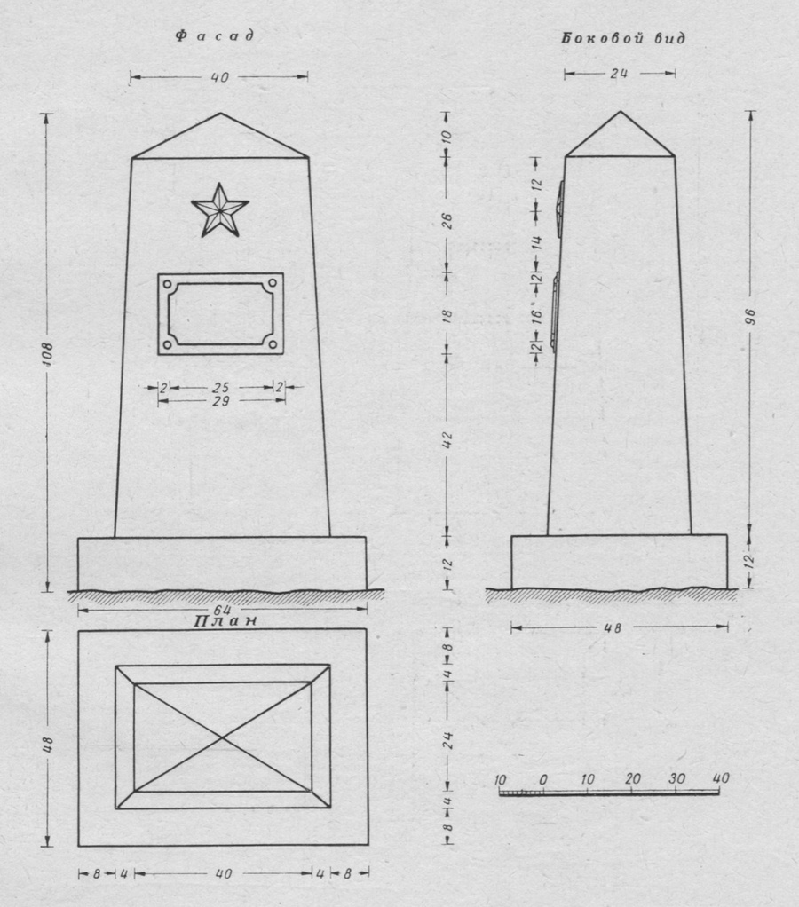 Чертеж к проекту памятника на индивидуальной могиле