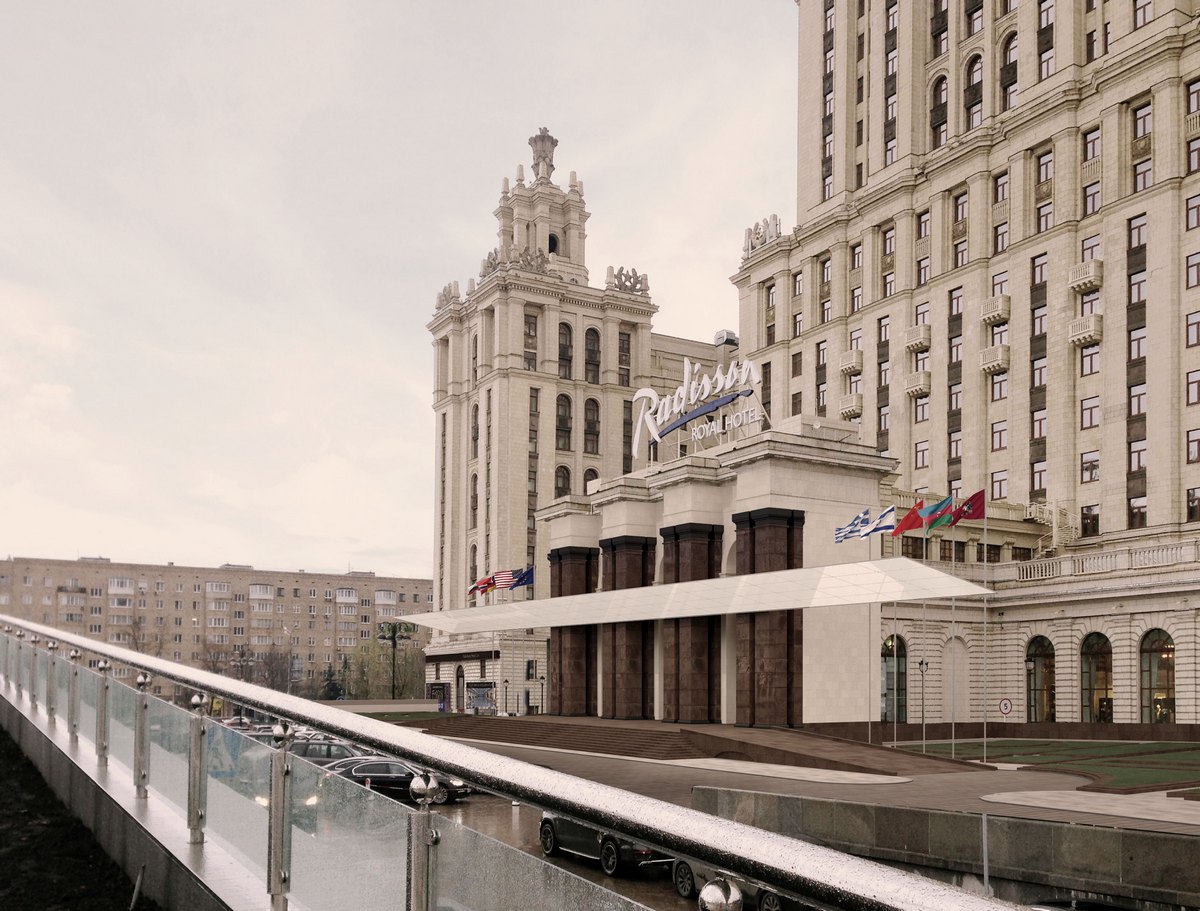 Проект архитектурного решения входной группы гостиницы «Украина». ABD architects (Россия) при участии Werner Sobek Moskwa (Россия)