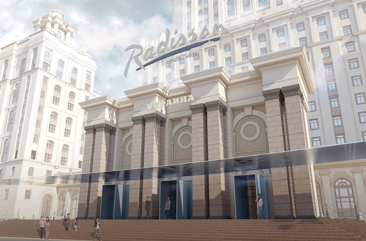Проект архитектурного решения входной группы гостиницы «Украина». Студия 44 (Россия)