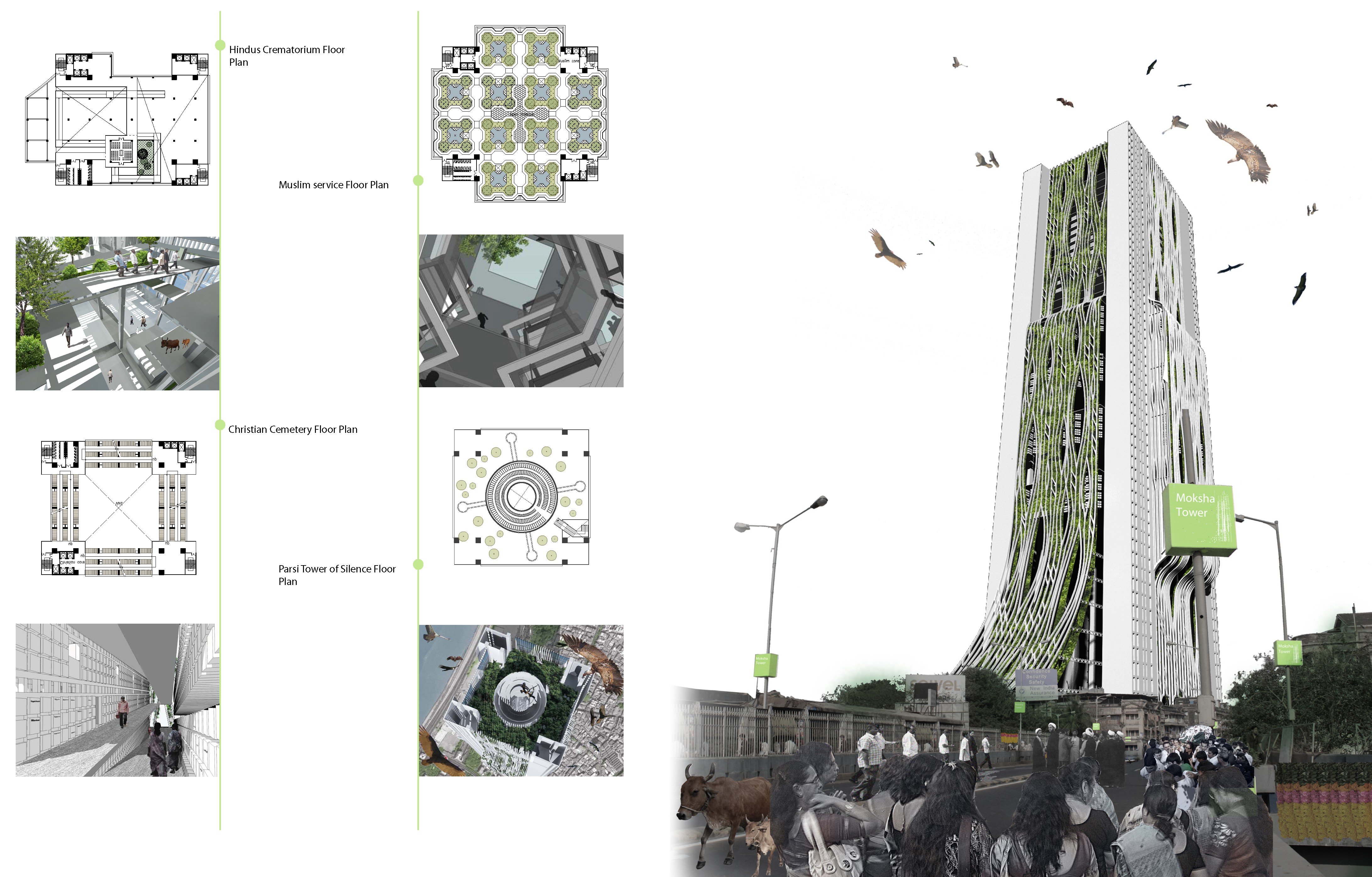 Vertical Cemetery Design by Y. Fu and I. Lin in Mumbai