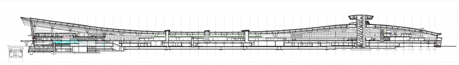Терминал «А» аэропорта Внуково в Москве. Продольный разрез