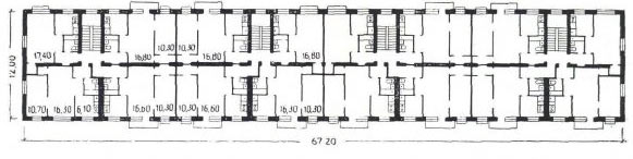 План жилого дома 447 серии на три секции.