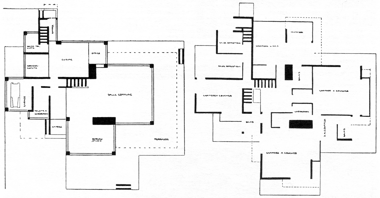 Тео Ван Досбург (Париж) и ван Естерн (Гаага) Вилла. Theo van Doesburg (Paris) und van Estern (Gaag). Villa. Новый план. Соотношение и расположение стены и отверстия в корне изменено.