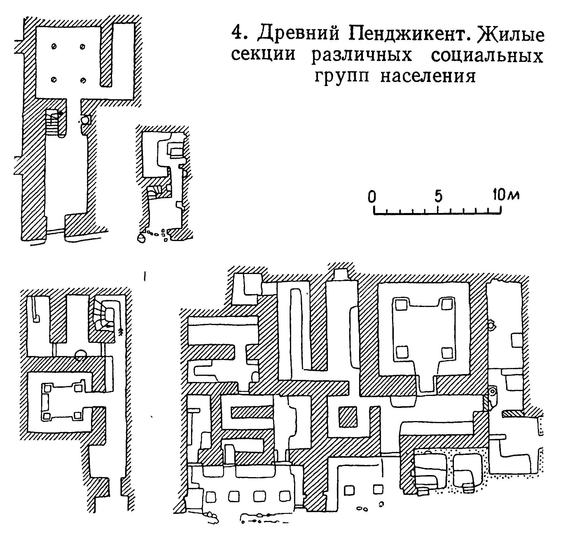 4. Древний Пенджикент. Жилые секции различных социальных групп населения