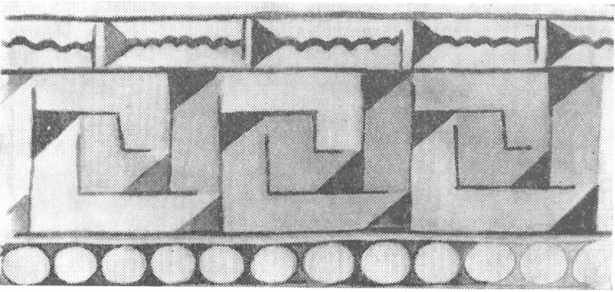 18. Древний Пенджикент. Живописный бордюр-панель, орнамент сводов