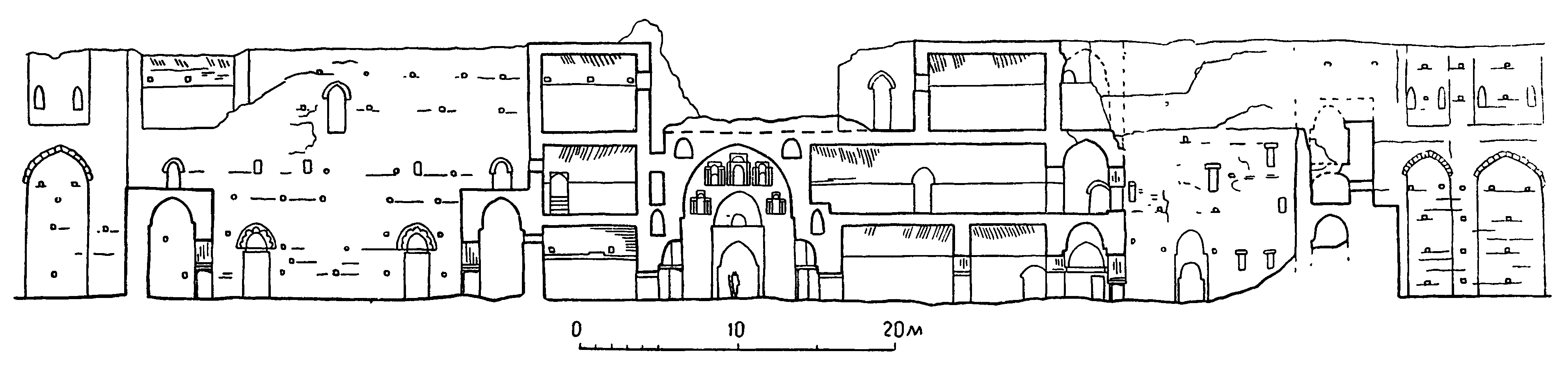 10. Замок Ухайдир, VIII в. План, разрез по вестибюлю