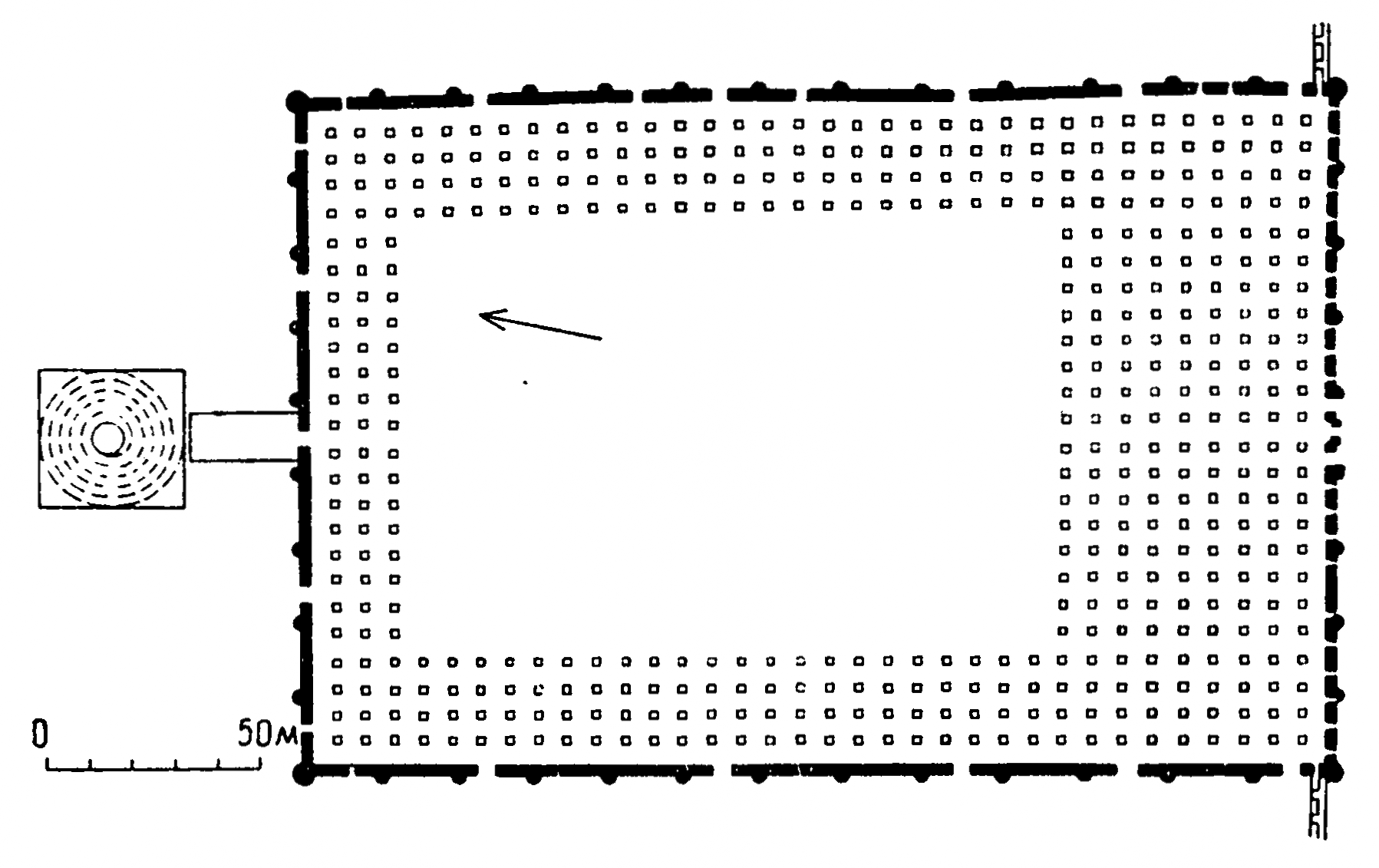 13. Самарра. Мечеть Мутаваккиля, 847—861 гг. Минарет ал-Мальвия, план