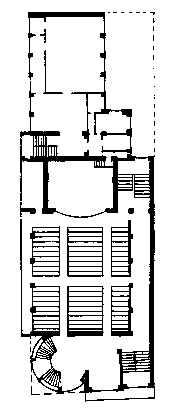 98. Москва. Клуб им. Зуева 1927—1929 гг. Архит. И. Голосов. Общий вид. План