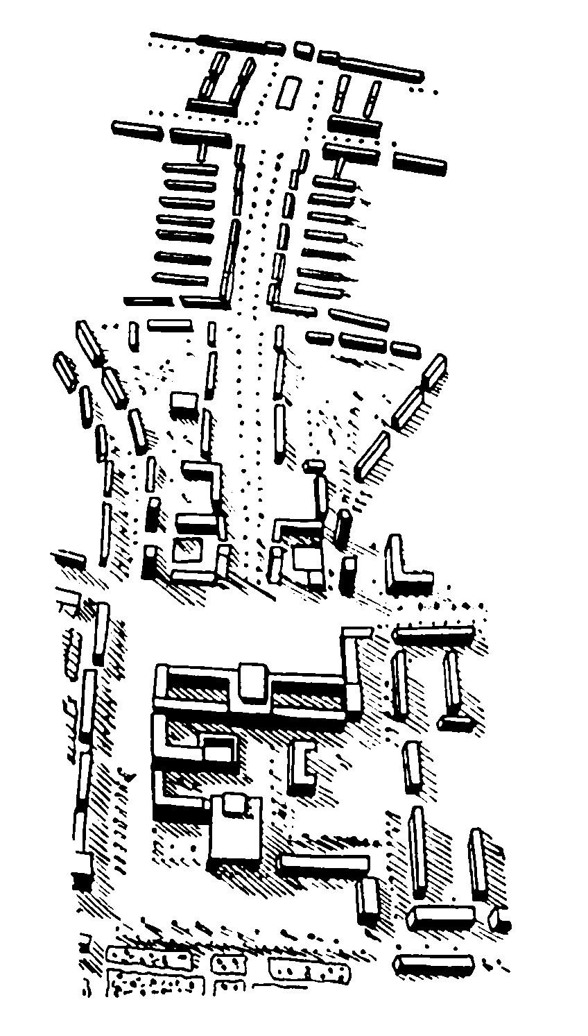5. Хамхын. Центральная площадь города. Реконструкция центральной части города. 60-е гг. Общий вид. Схема планировки