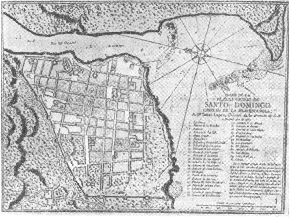 5. Санто-Доминго 1 — план города, XVI в.; 2 — собор, 1512—1541 гг., фасад и план