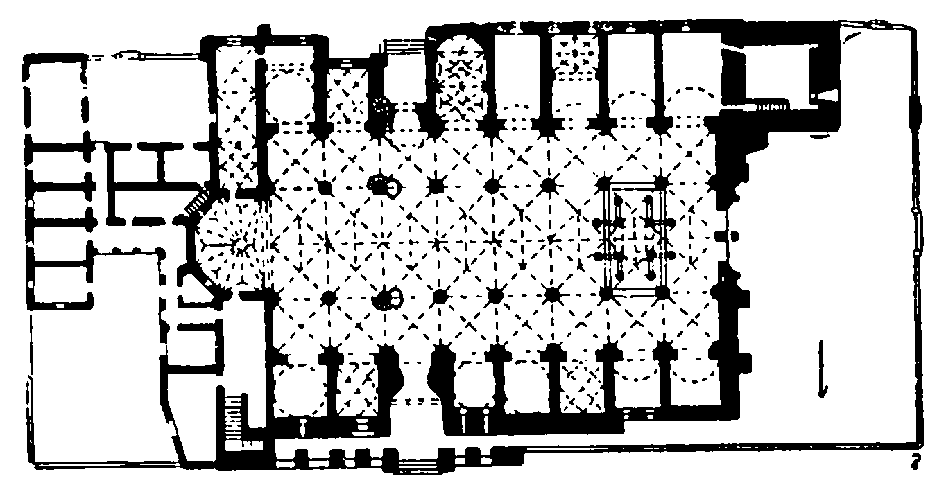 5. Санто-Доминго 1 — план города, XVI в.; 2 — собор, 1512—1541 гг., фасад и план