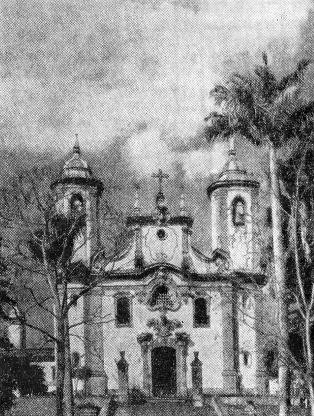 Оуру-Прету, церковь Богоматери Кармелиток, 1766—1770 гг., план, фасад