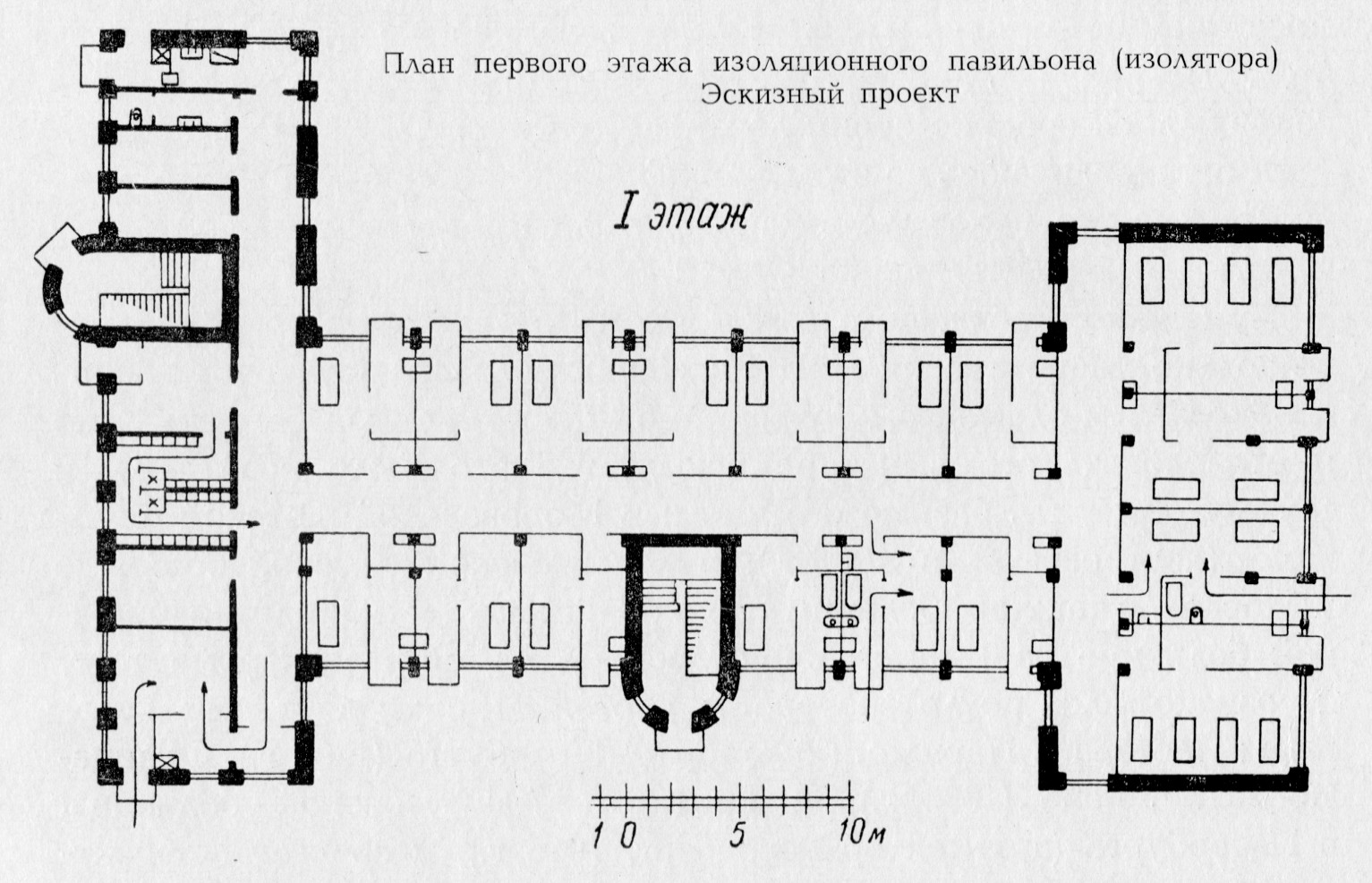План первого этажа изоляционного павильона (изолятора). Эскизный проект