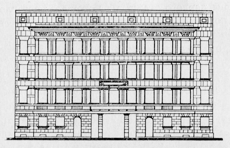 Фасад, планы первого и второго этажей школы на Моховой улице
