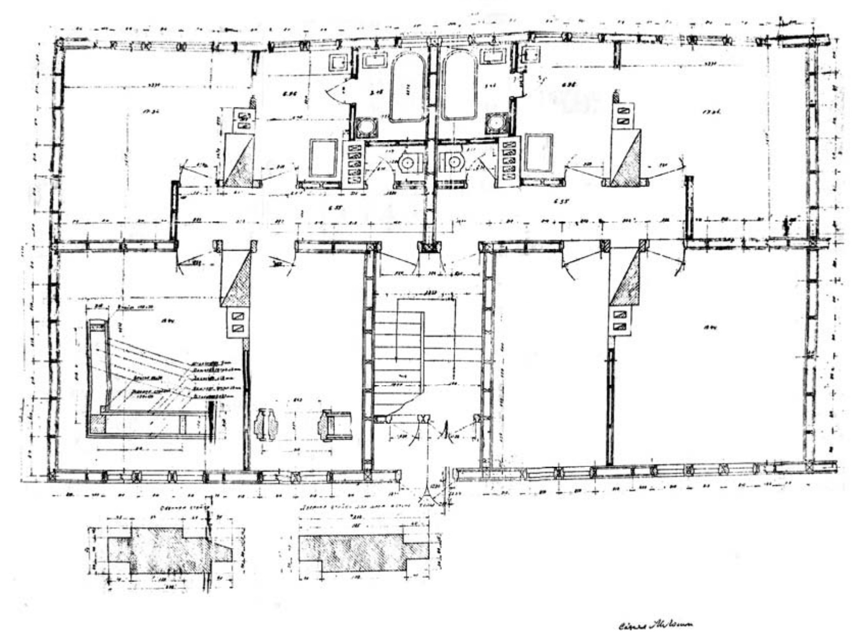План одной секции каркасно-насыпного дома в СОЦГОРОДЕ. 1931