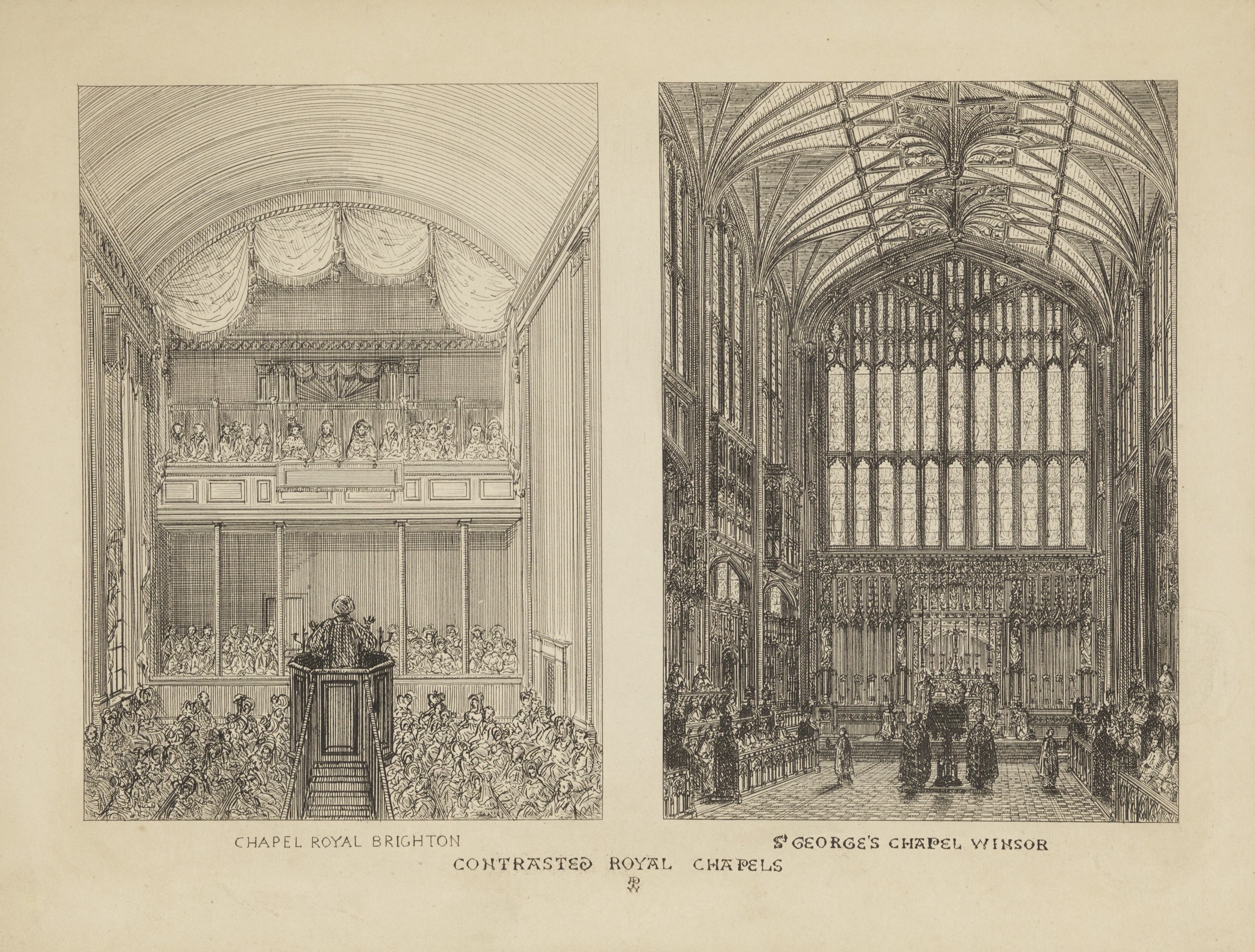 Contrasts, or a parallel between the noble edifices of the XIVth and XVth centuries, and similar buildings of the present day / by A. Welby Pugin. 1836