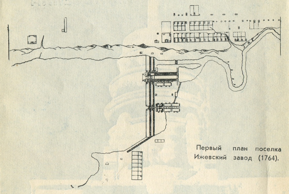Первый план поселка Ижевский завод (1764).