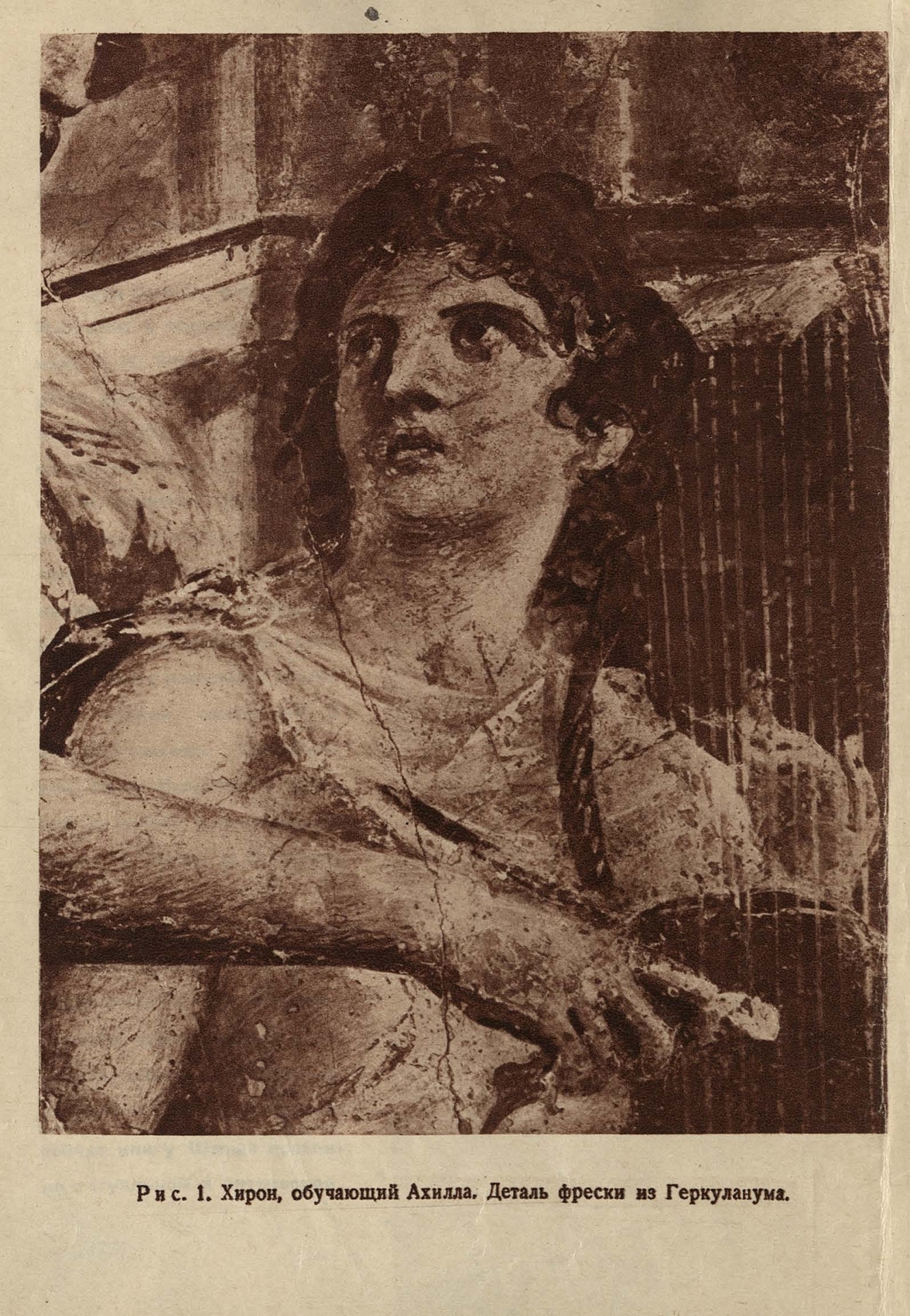 Деталь фрески «Хирон, обучающий Ахилла». Из так называемой «Базилики Геркуланума»